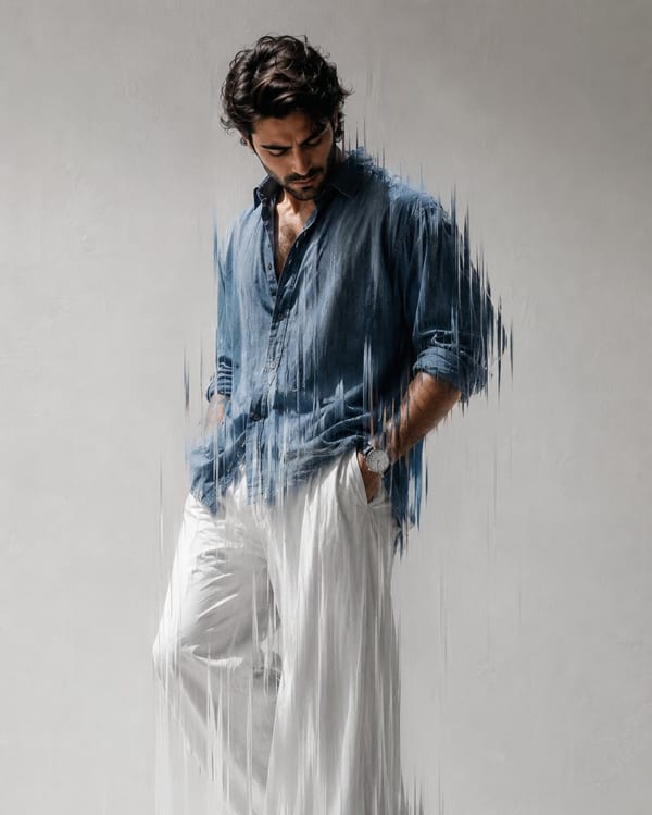 Glitch motion-blur editorial fashion portrait — GPT Image 2